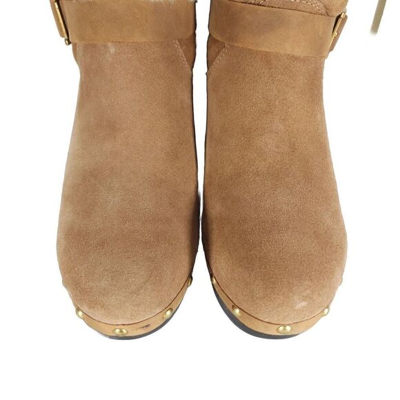 UGG Women's Brea US 9 Suede Chestnut Studded Fur Shearling Clog Boots - Picture 5 of 13